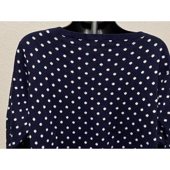 Chaps Womens Size 1X Sweater Polka Dot Navy Polyester Hem - Picture 9 of 10